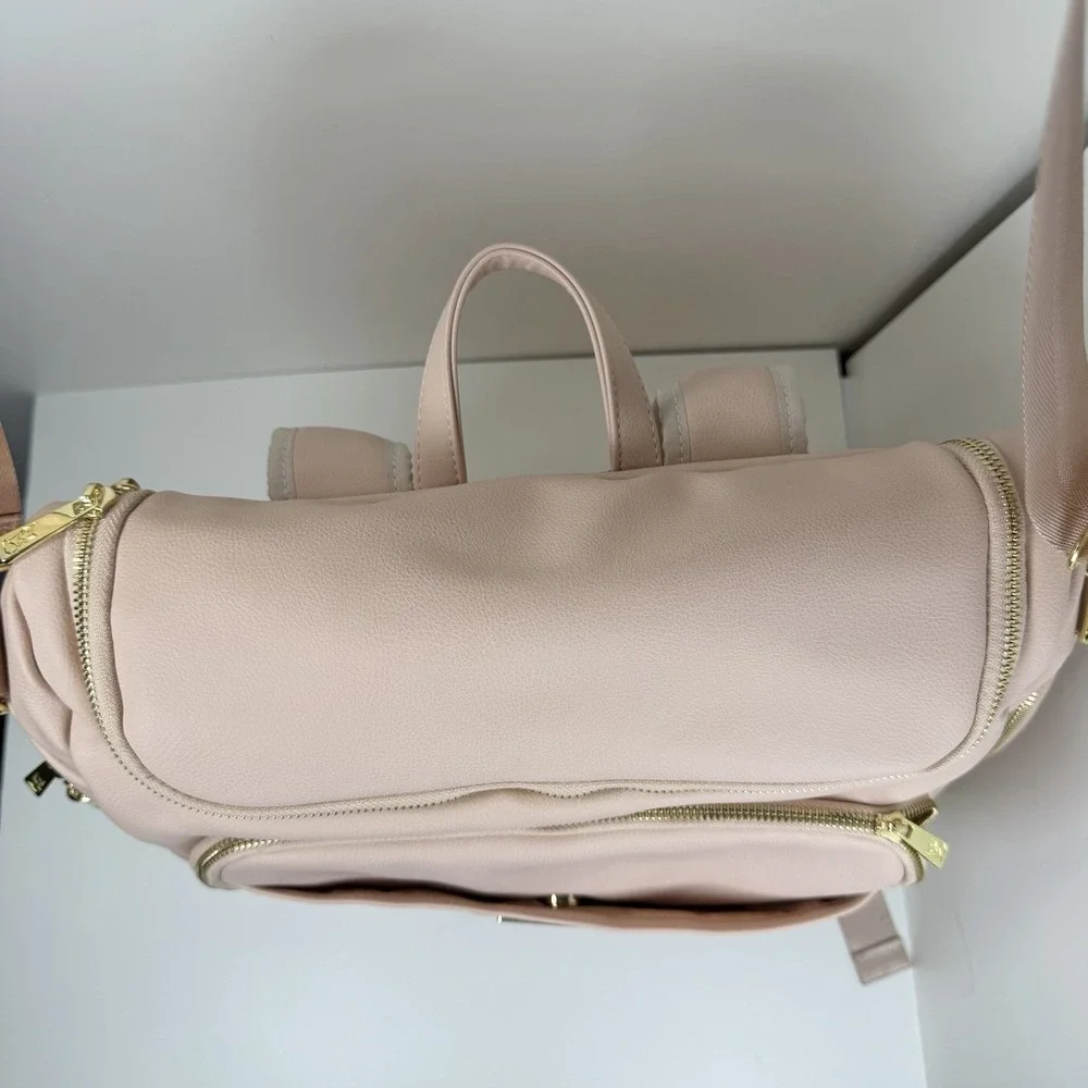 GreyFox Pebble Diaper Bag Backpack Pink Vegan Leather Changing Pad